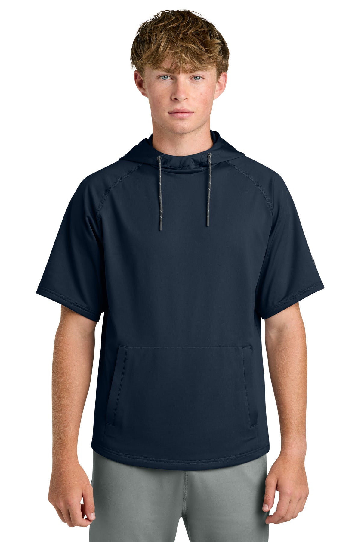 Custom logo Richardson Charge Performance Fleece Short Sleeve Hoodie RA7200SSH in Navy