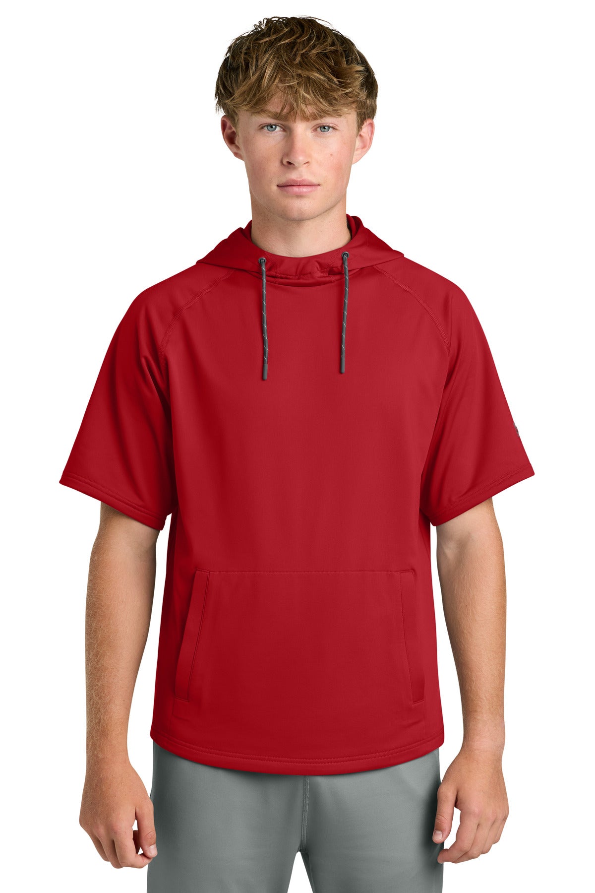 Custom logo Richardson Charge Performance Fleece Short Sleeve Hoodie RA7200SSH in Red