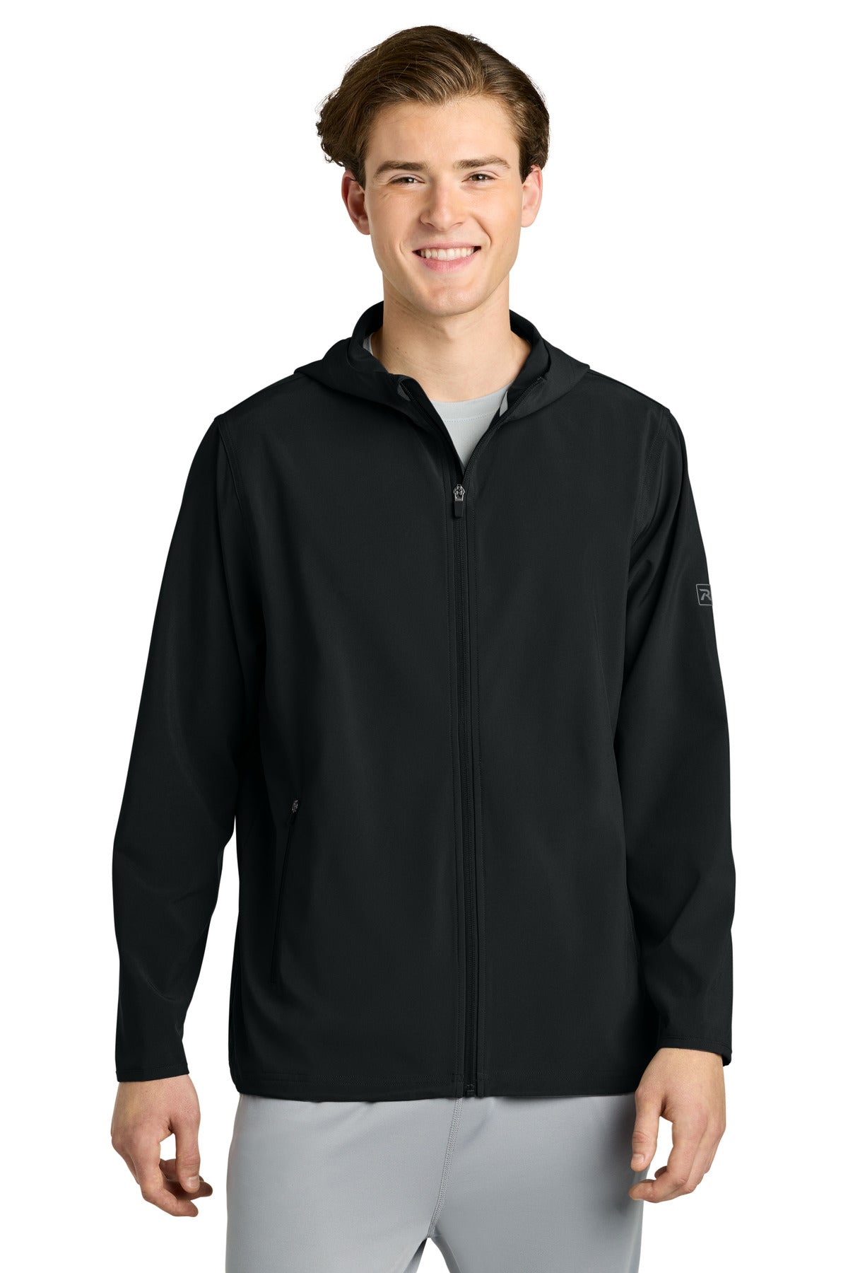 Custom logo Richardson Barrage Hooded Wind Jacket RA7400FZH in Black