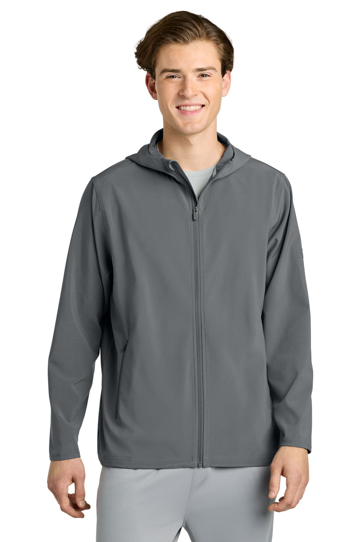 Custom logo Richardson Barrage Hooded Wind Jacket RA7400FZH in Charcoal