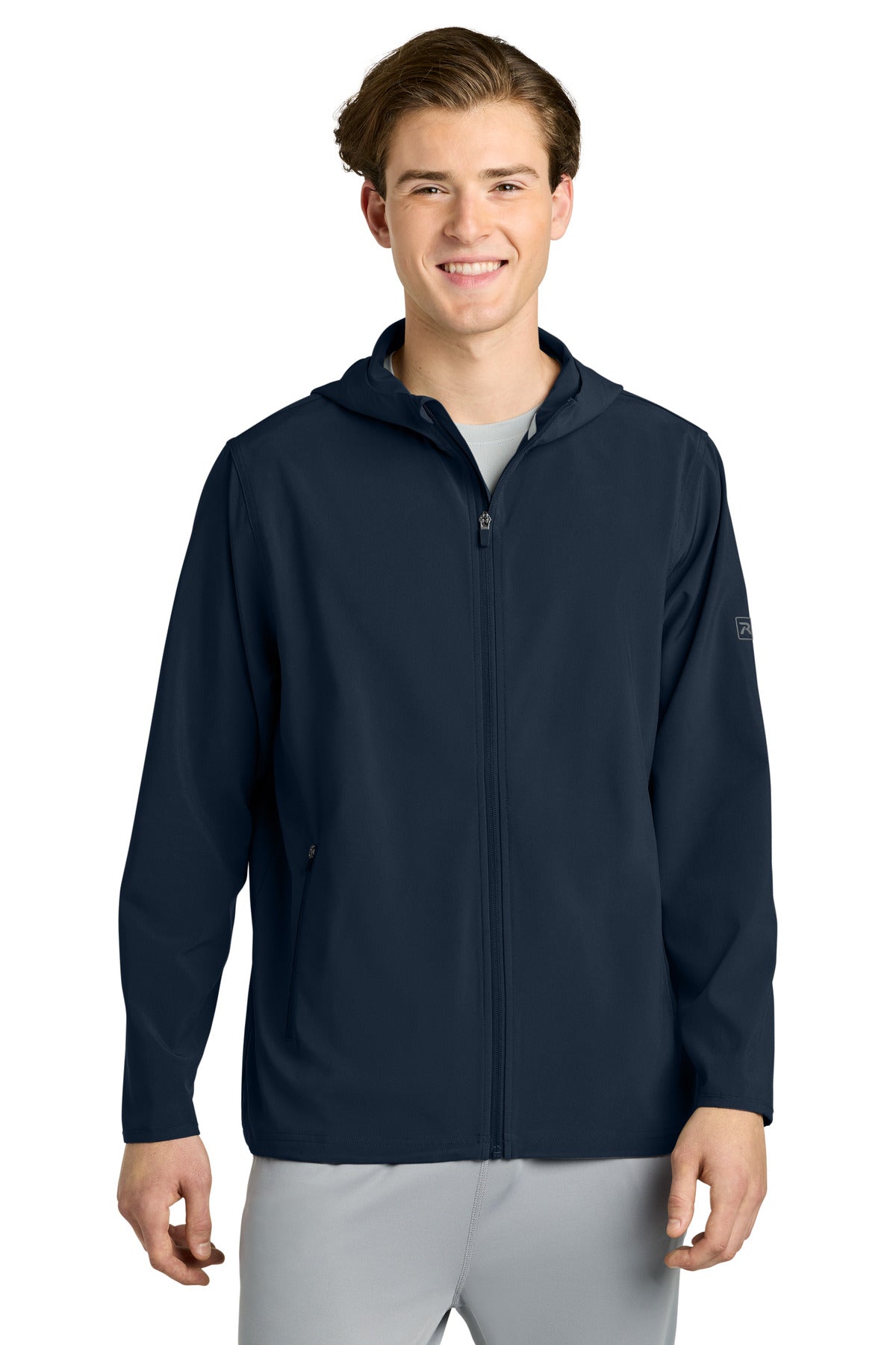 Custom logo Richardson Barrage Hooded Wind Jacket RA7400FZH in Navy