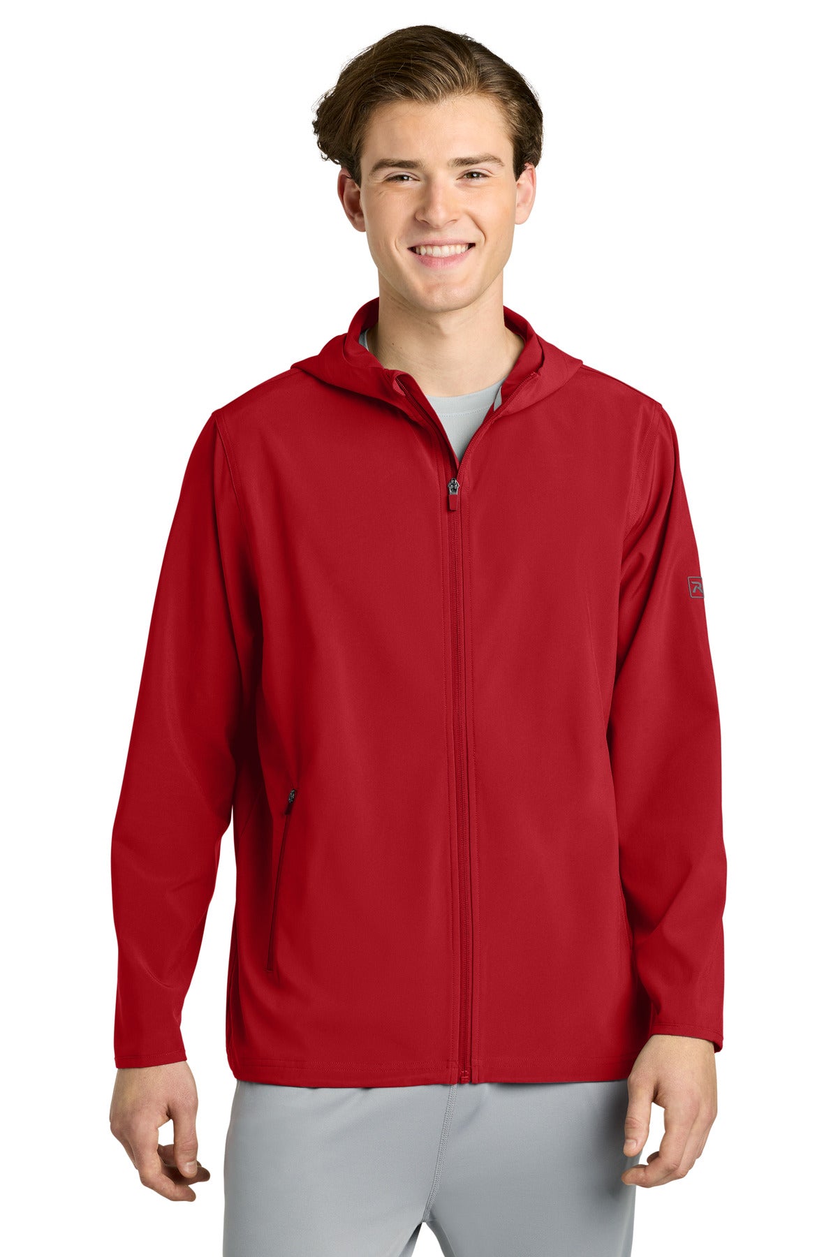 Custom logo Richardson Barrage Hooded Wind Jacket RA7400FZH in Red