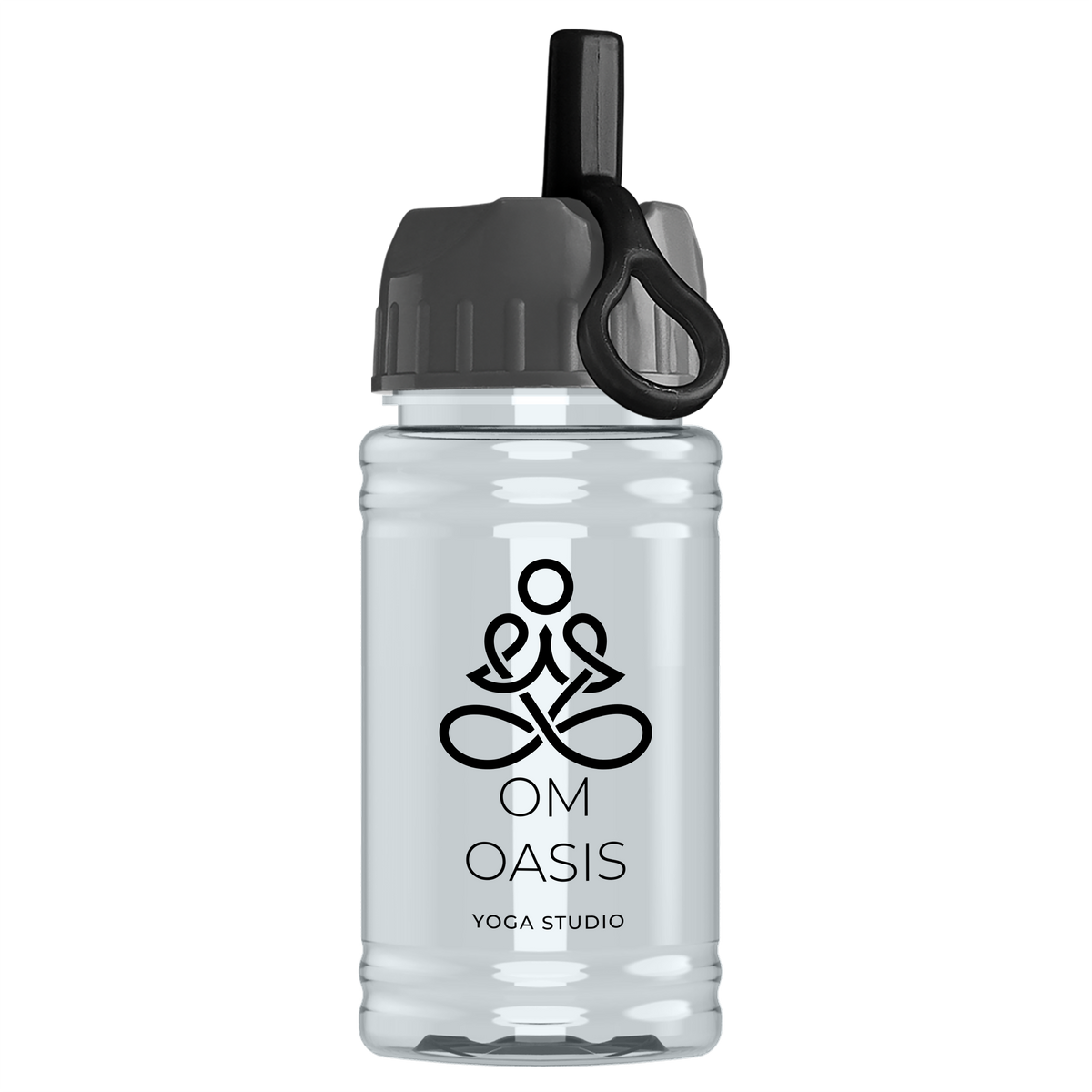 Custom logo Mini RPET Bottle with Ring-Straw Lid - 16 oz.