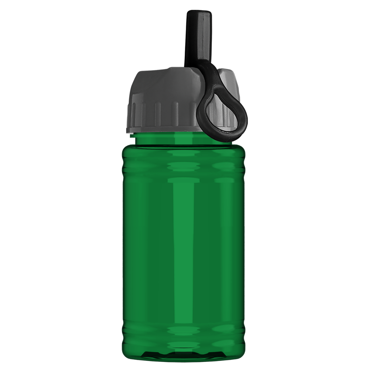 Custom logo Mini RPET Bottle with Ring-Straw Lid - 16 oz.