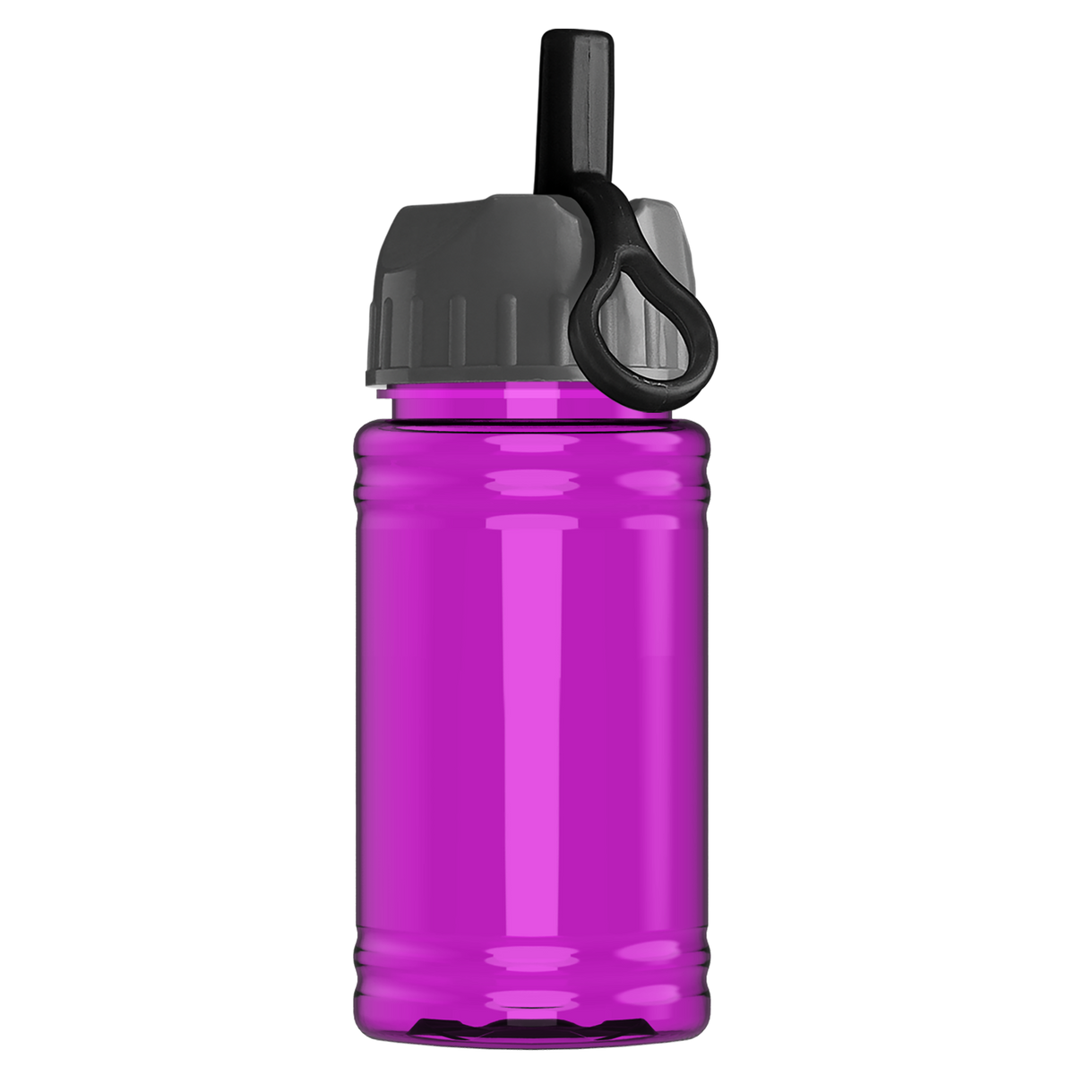 Custom logo Mini RPET Bottle with Ring-Straw Lid - 16 oz.