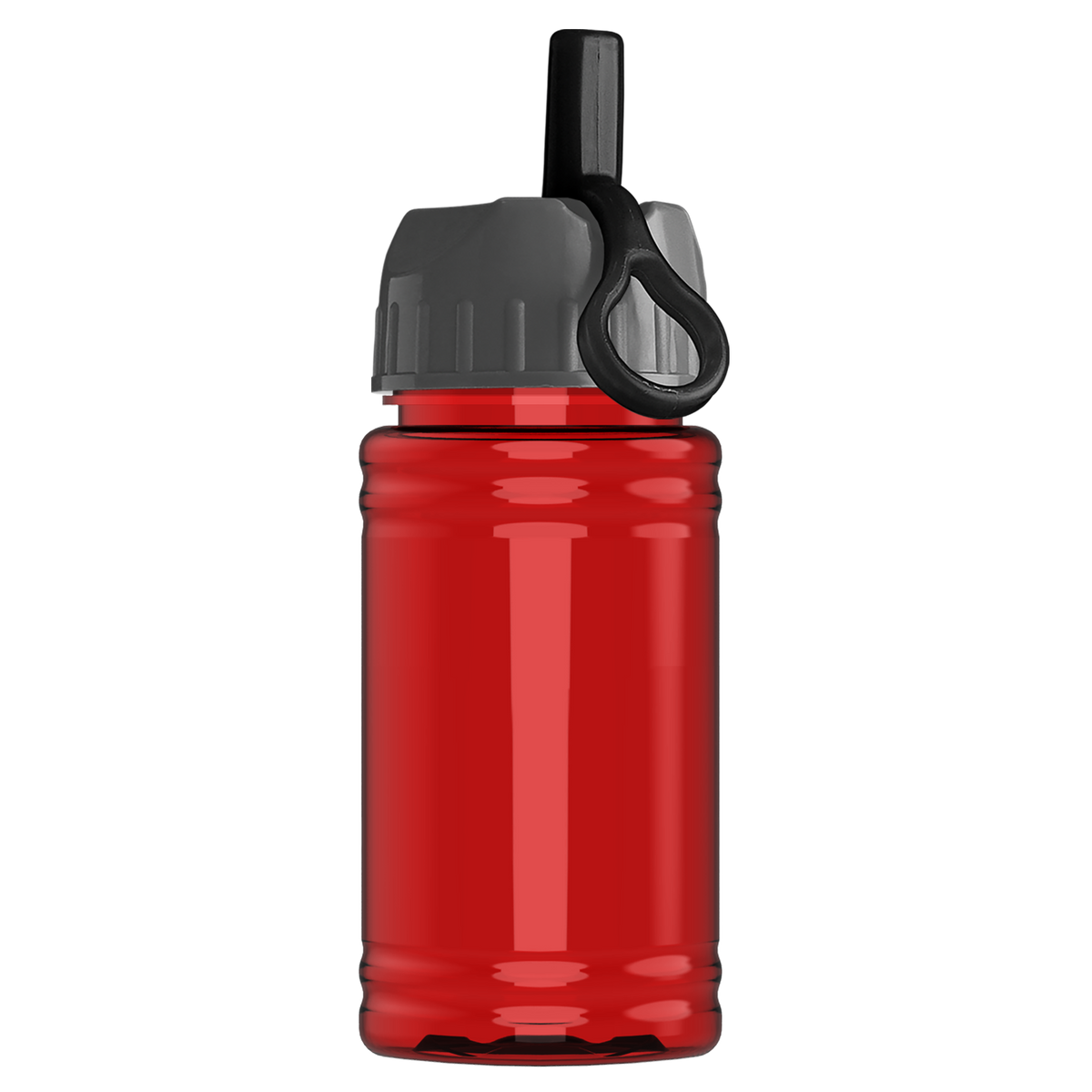 Custom logo Mini RPET Bottle with Ring-Straw Lid - 16 oz.