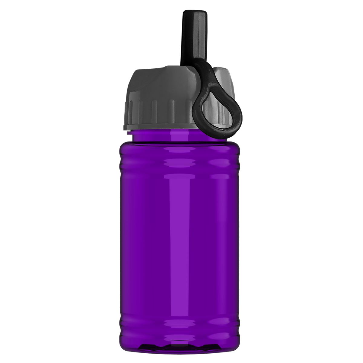 Custom logo Mini RPET Bottle with Ring-Straw Lid - 16 oz.