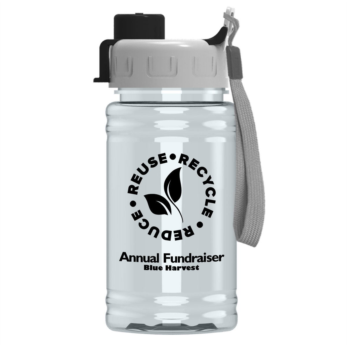 Custom logo Mini RPET Bottle with Quick-Snap Lid - 16 oz.