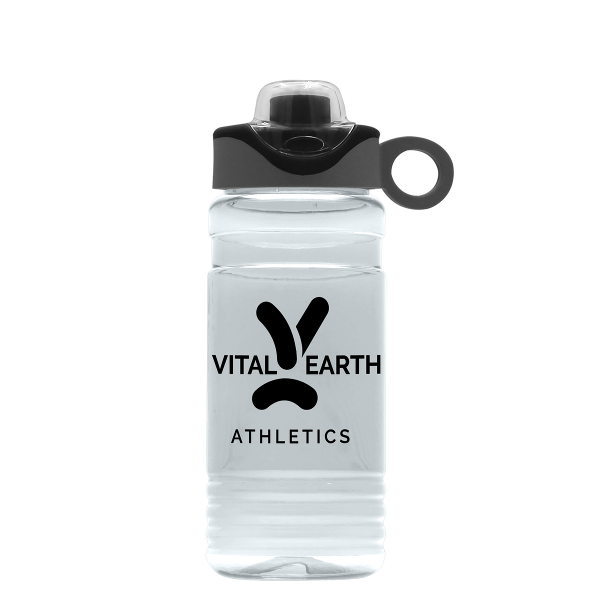 Custom logo RPET Bottle with Two-Tone Drink-Thru Lid with Silicone Loop - 20 oz.
