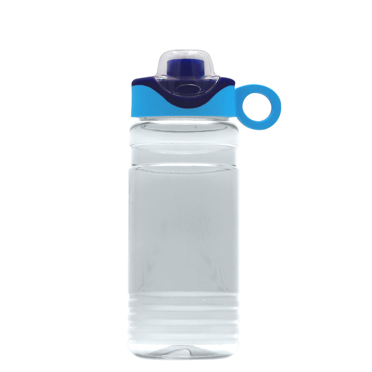 Custom logo RPET Bottle with Two-Tone Drink-Thru Lid with Silicone Loop - 20 oz.