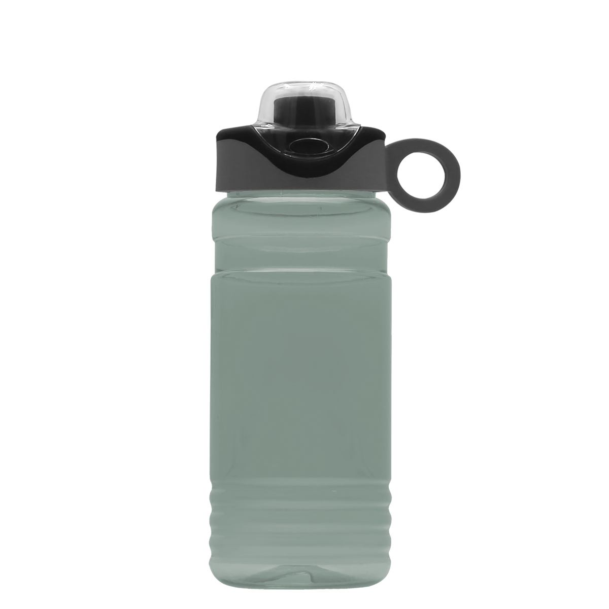 Custom logo RPET Bottle with Two-Tone Drink-Thru Lid with Silicone Loop - 20 oz.