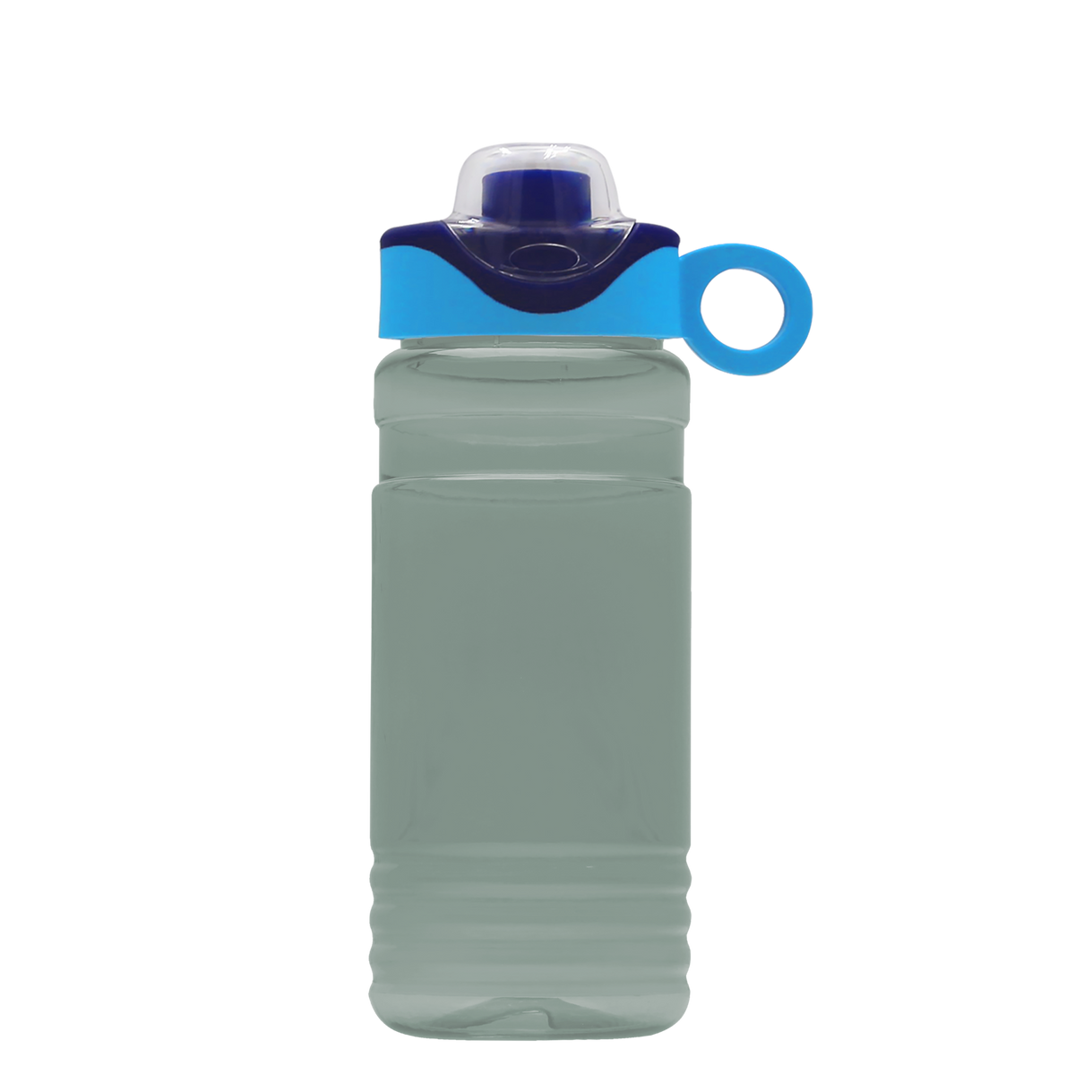 Custom logo RPET Bottle with Two-Tone Drink-Thru Lid with Silicone Loop - 20 oz.