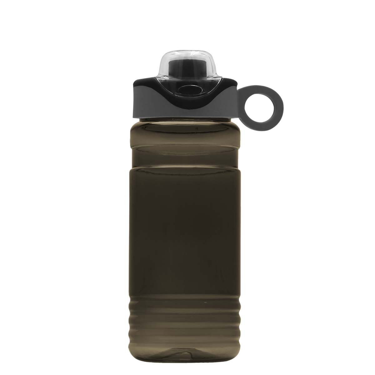 Custom logo RPET Bottle with Two-Tone Drink-Thru Lid with Silicone Loop - 20 oz.