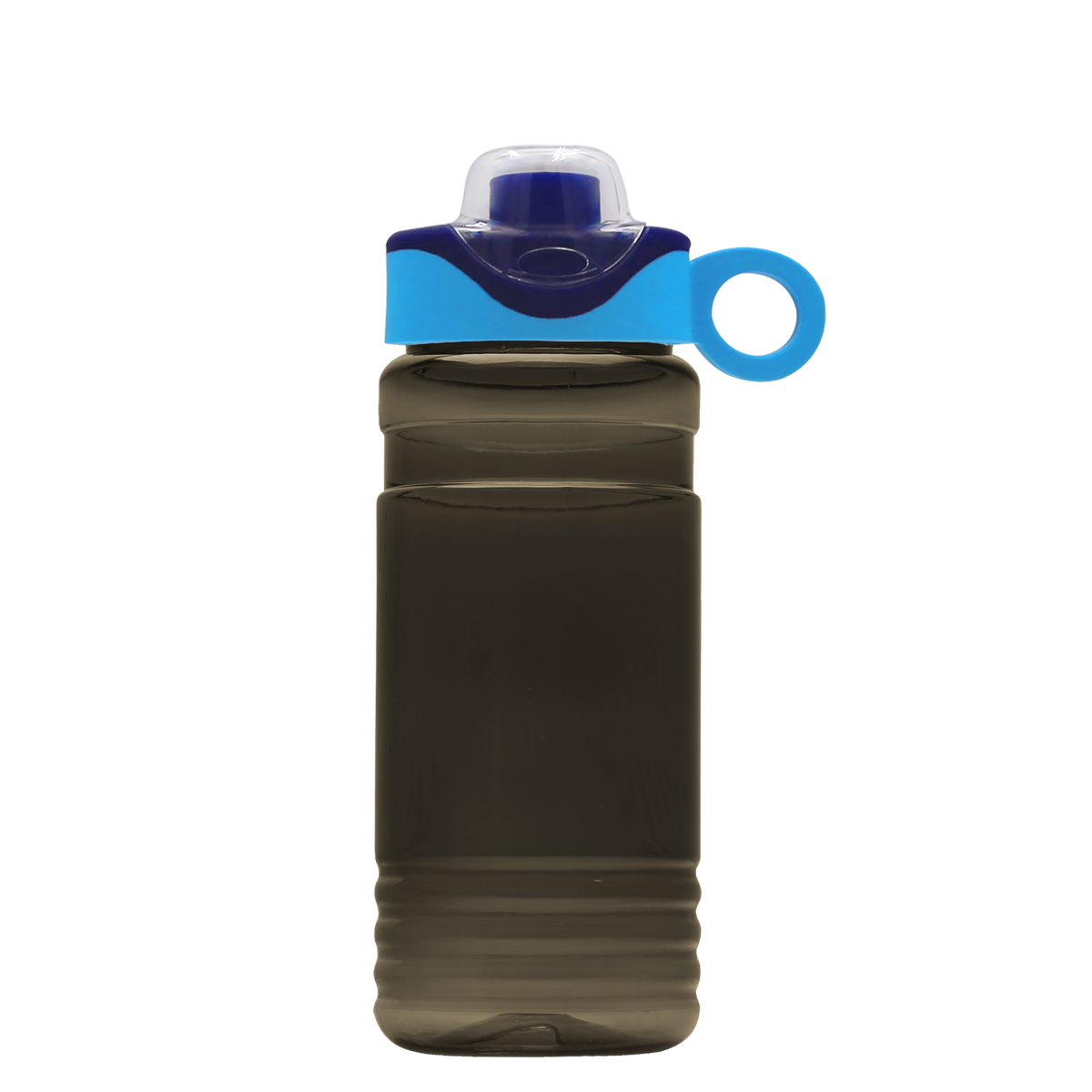 Custom logo RPET Bottle with Two-Tone Drink-Thru Lid with Silicone Loop - 20 oz.