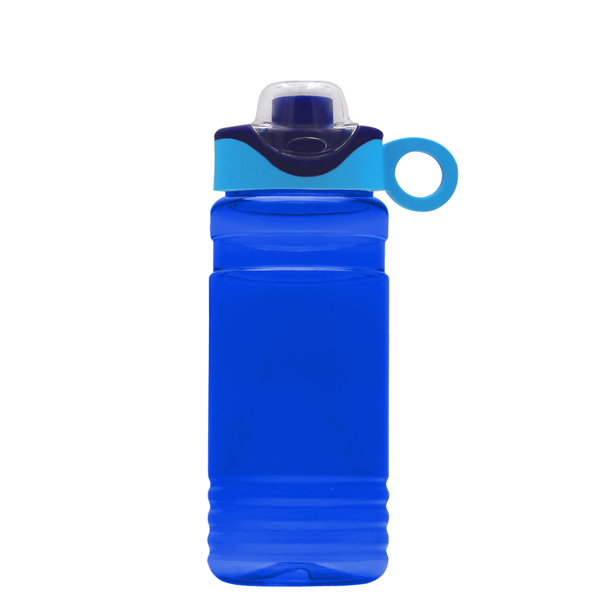 Custom logo RPET Bottle with Two-Tone Drink-Thru Lid with Silicone Loop - 20 oz.