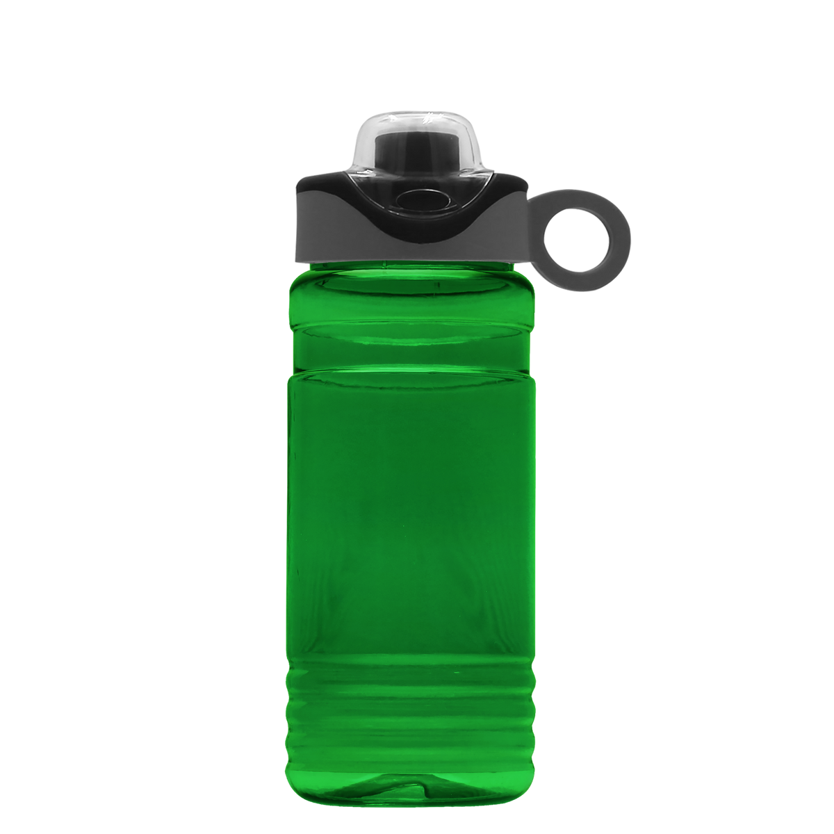 Custom logo RPET Bottle with Two-Tone Drink-Thru Lid with Silicone Loop - 20 oz.