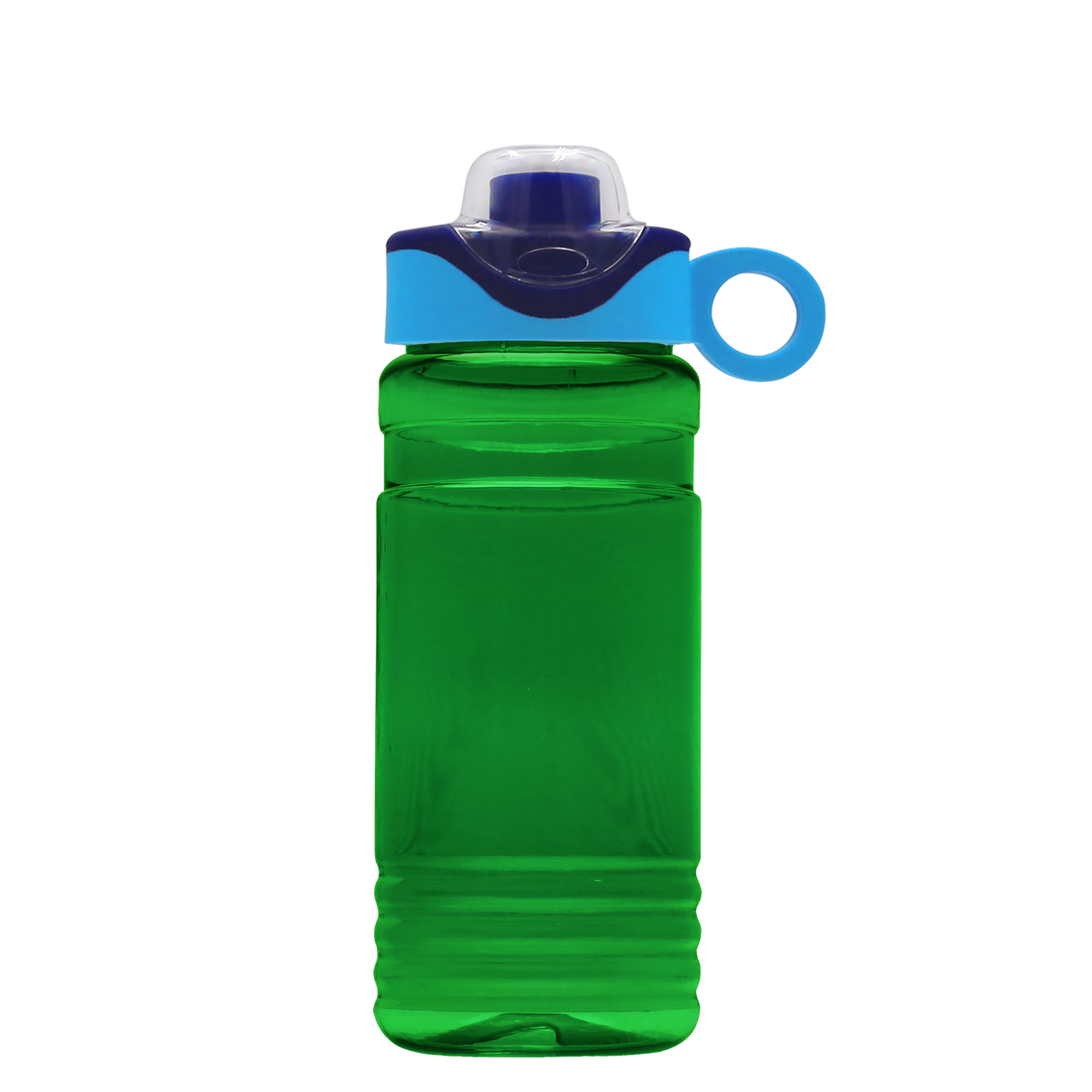 Custom logo RPET Bottle with Two-Tone Drink-Thru Lid with Silicone Loop - 20 oz.