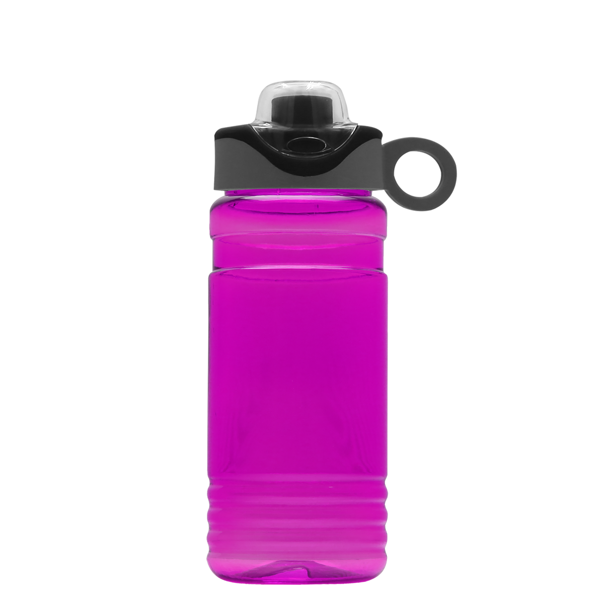 Custom logo RPET Bottle with Two-Tone Drink-Thru Lid with Silicone Loop - 20 oz.