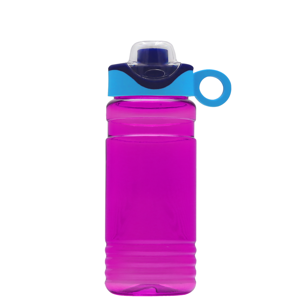 Custom logo RPET Bottle with Two-Tone Drink-Thru Lid with Silicone Loop - 20 oz.