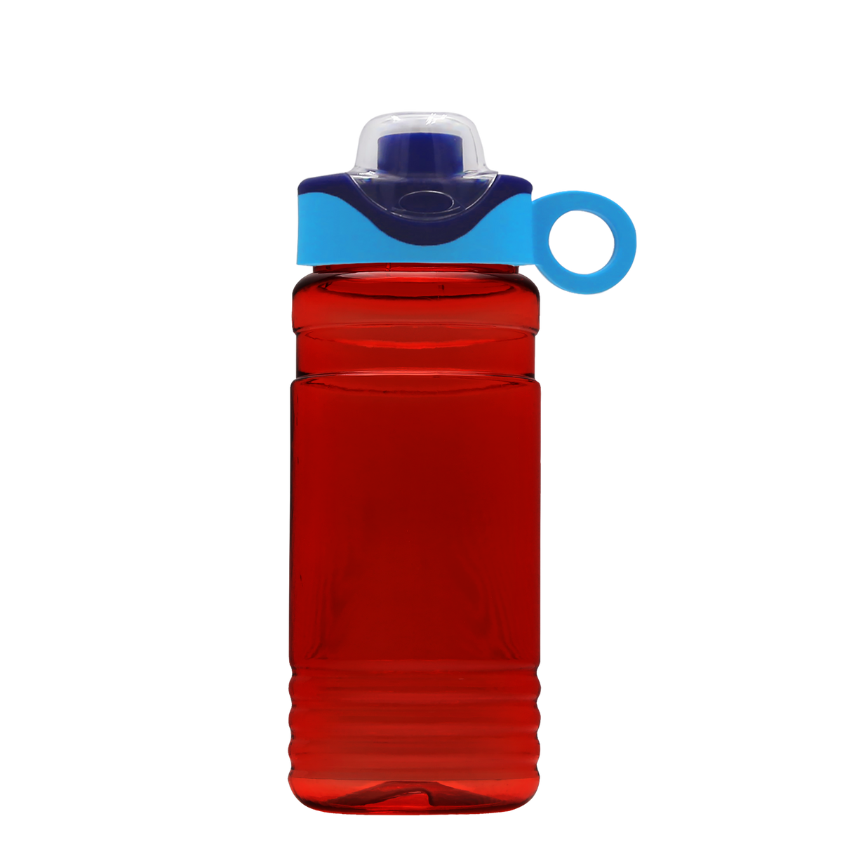 Custom logo RPET Bottle with Two-Tone Drink-Thru Lid with Silicone Loop - 20 oz.