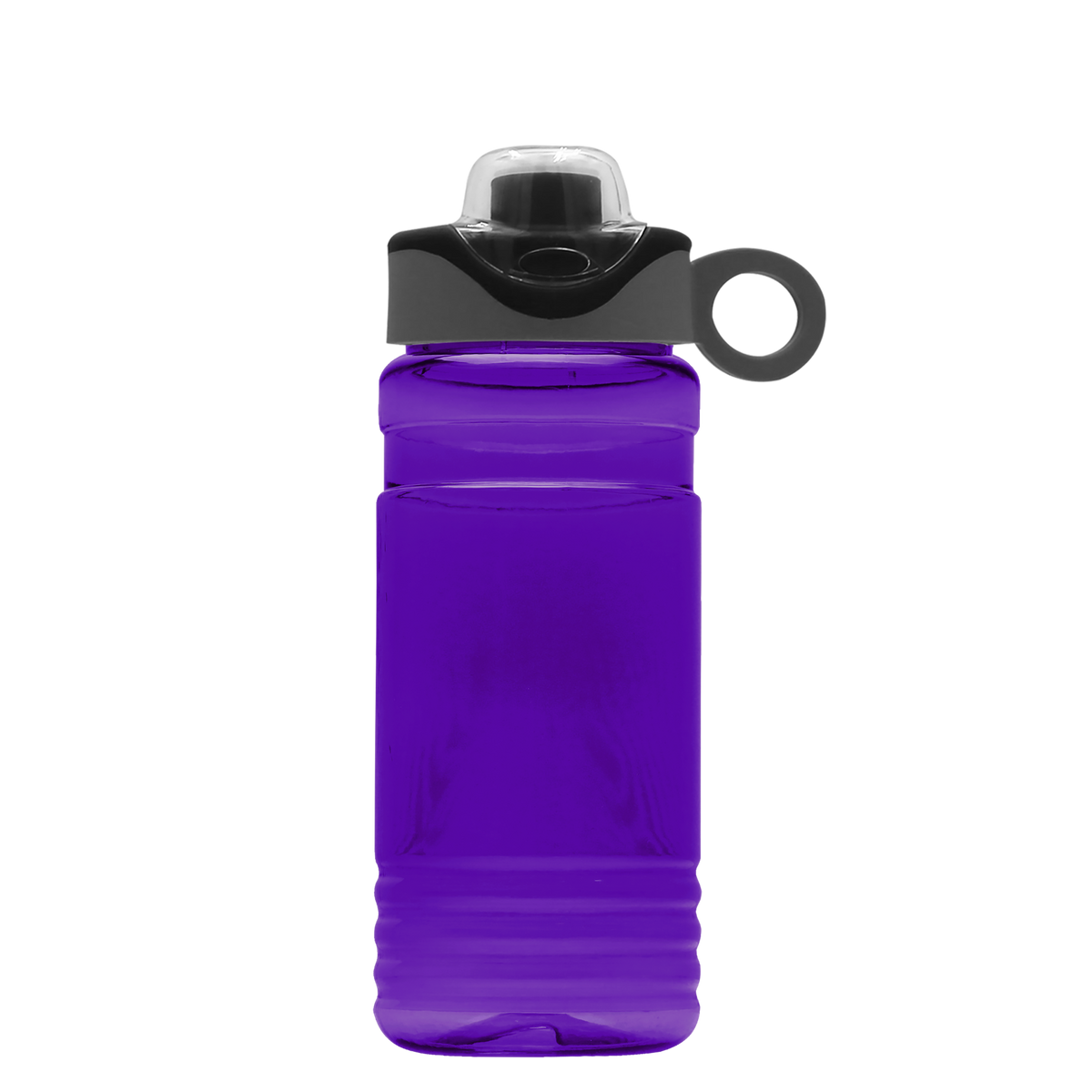 Custom logo RPET Bottle with Two-Tone Drink-Thru Lid with Silicone Loop - 20 oz.