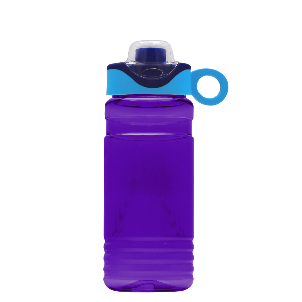 Custom logo RPET Bottle with Two-Tone Drink-Thru Lid with Silicone Loop - 20 oz.