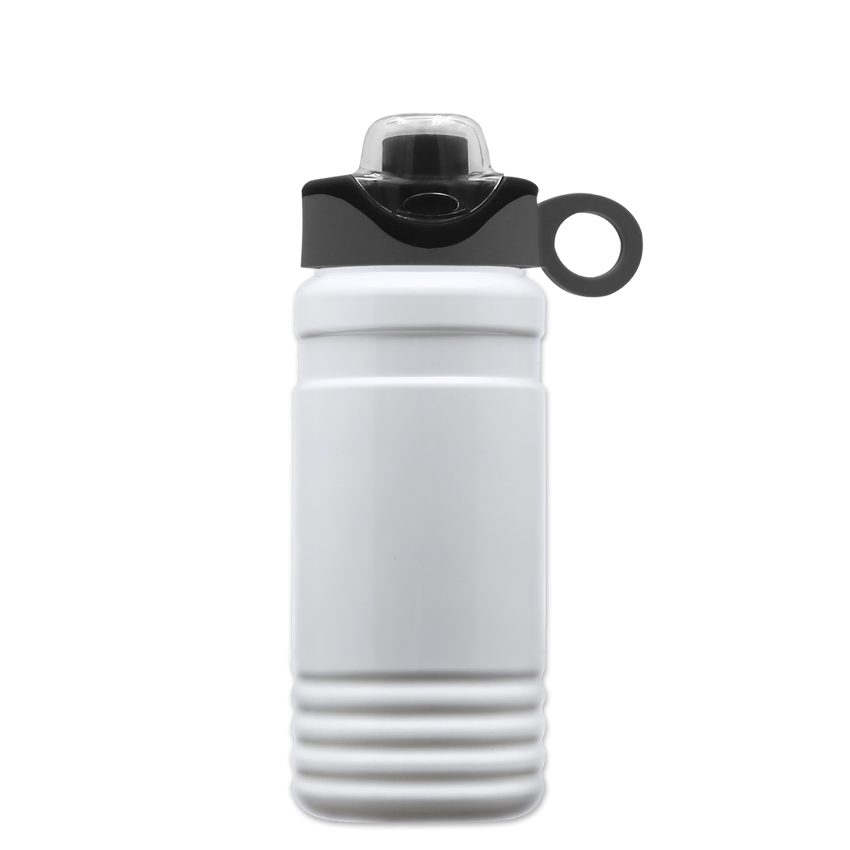 Custom logo RPET Bottle with Two-Tone Drink-Thru Lid with Silicone Loop - 20 oz.