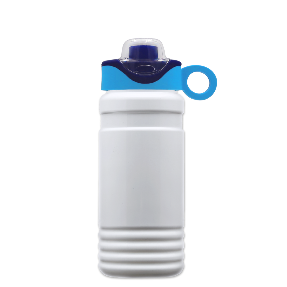Custom logo RPET Bottle with Two-Tone Drink-Thru Lid with Silicone Loop - 20 oz.