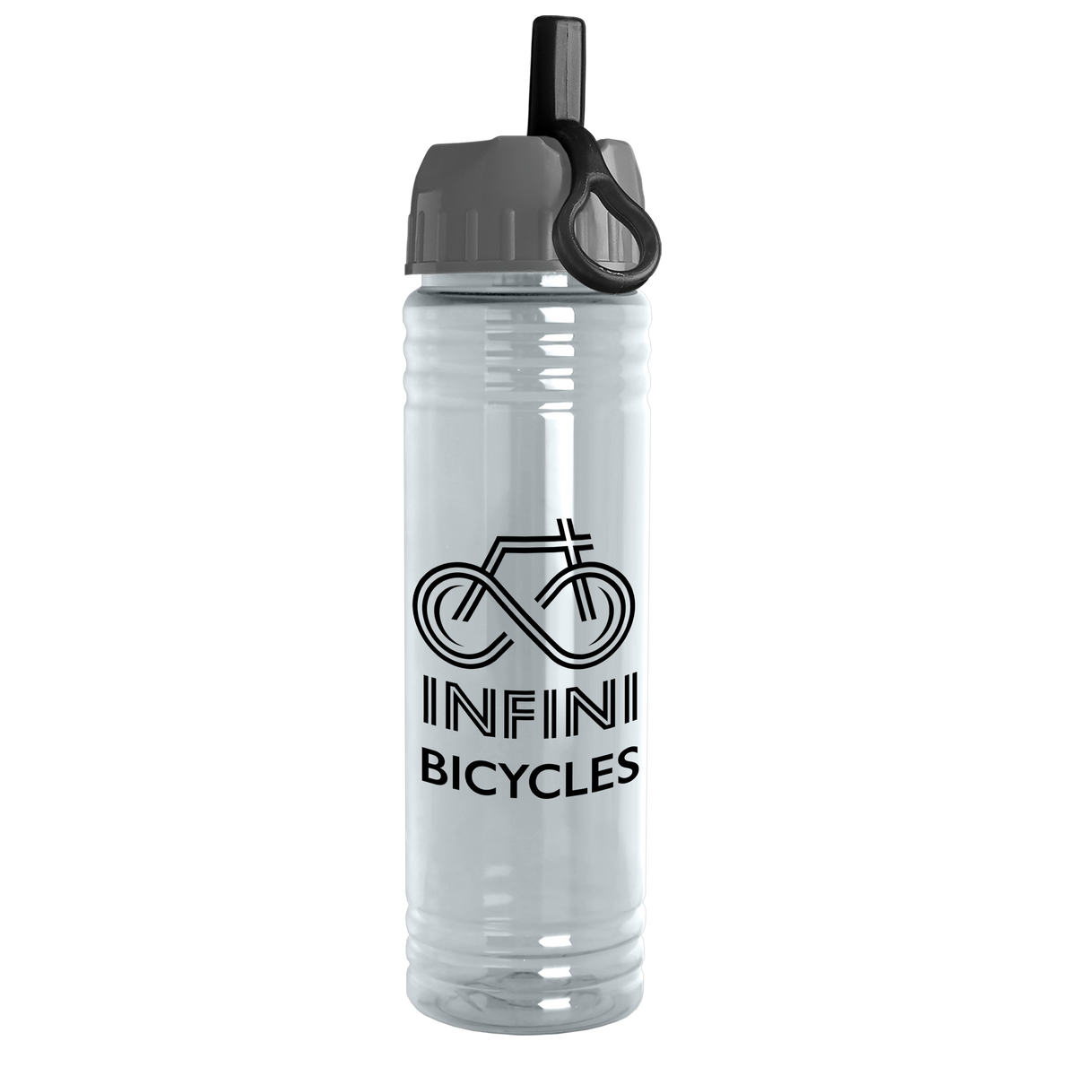 Custom logo Slim Fit RPET Bottle with Ring-Straw Lid - 24 oz.