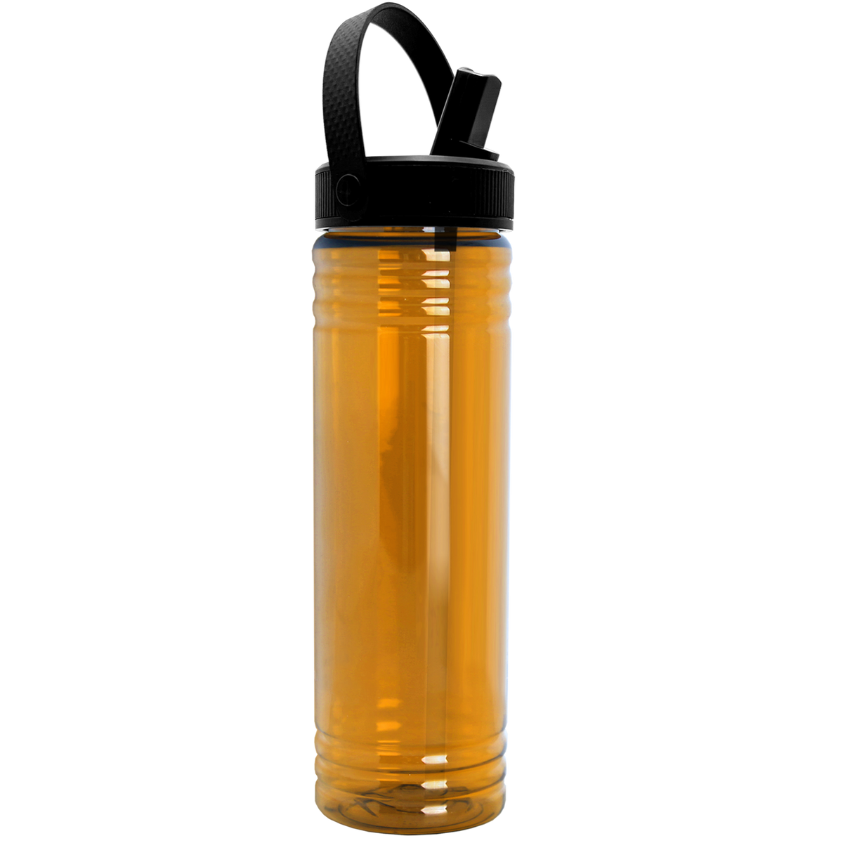 Custom logo Slim Fit RPET Bottle with Flip-Straw, Swivel-Handle Lid - 24 oz.