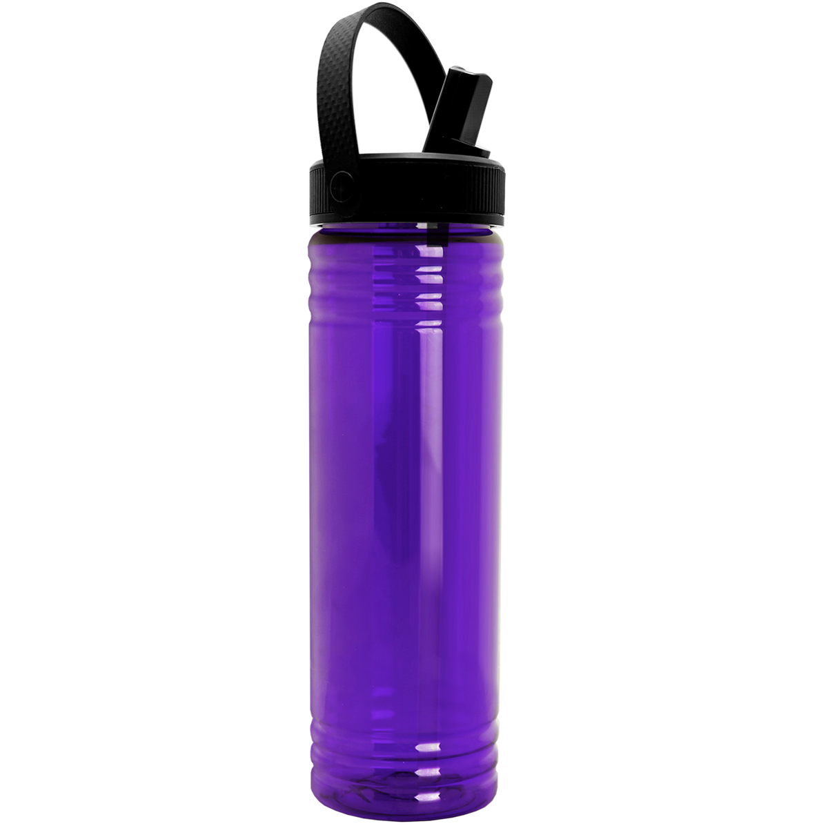 Custom logo Slim Fit RPET Bottle with Flip-Straw, Swivel-Handle Lid - 24 oz.