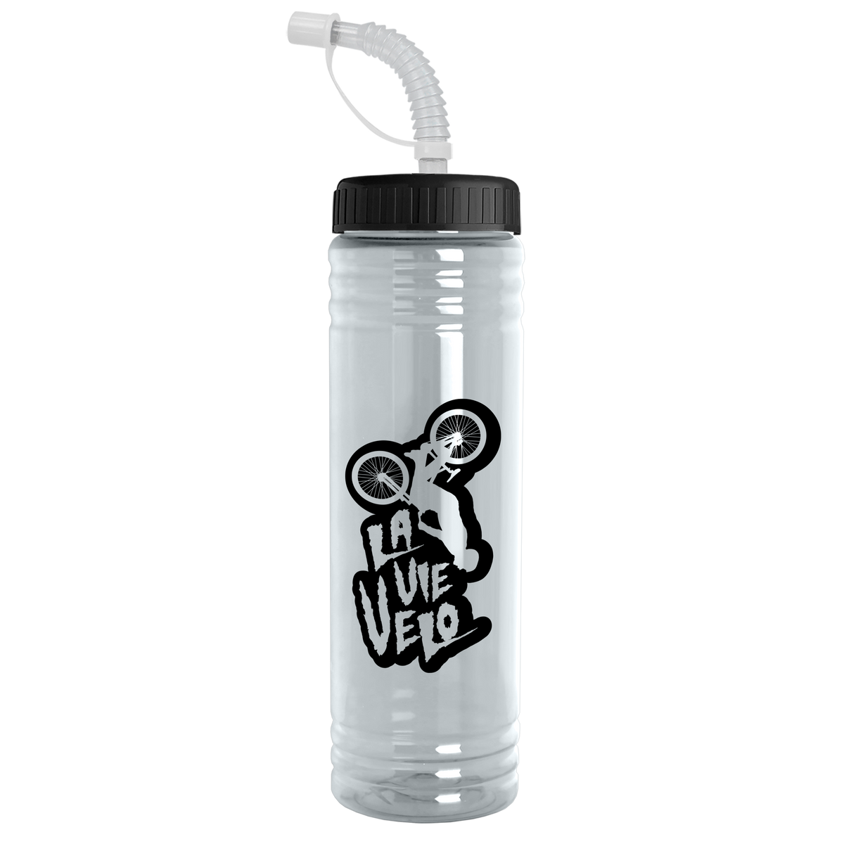 Custom logo Slim Fit RPET Bottle with Straw Lid - 24 oz.