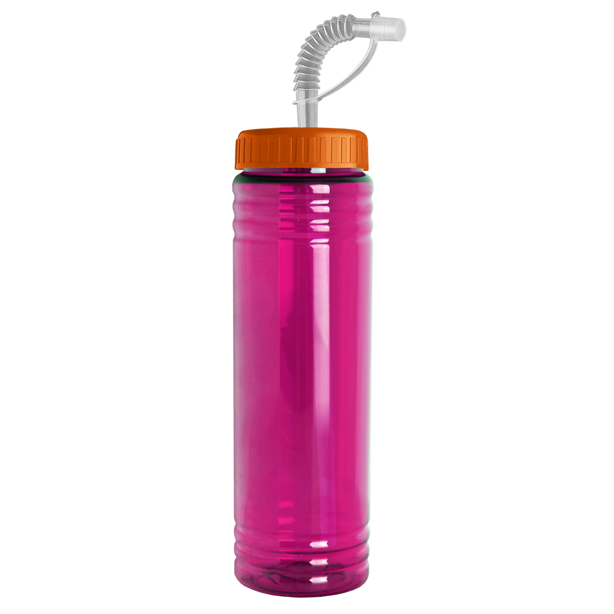 Custom logo Slim Fit RPET Bottle with Straw Lid - 24 oz.