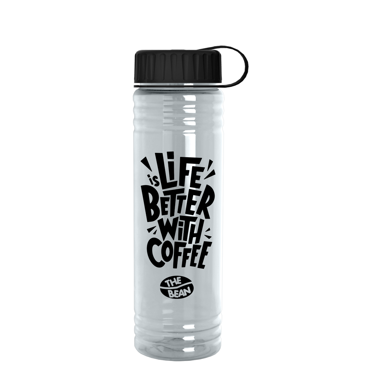 Custom logo Slim Fit RPET Bottle with Tethered Lid - 24 oz.