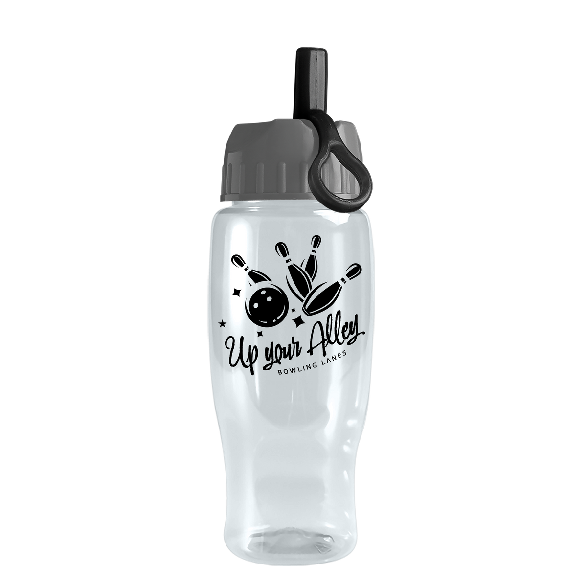 Custom logo Poly+ Recycled Bottle with Ring-Straw Lid - 27 oz.