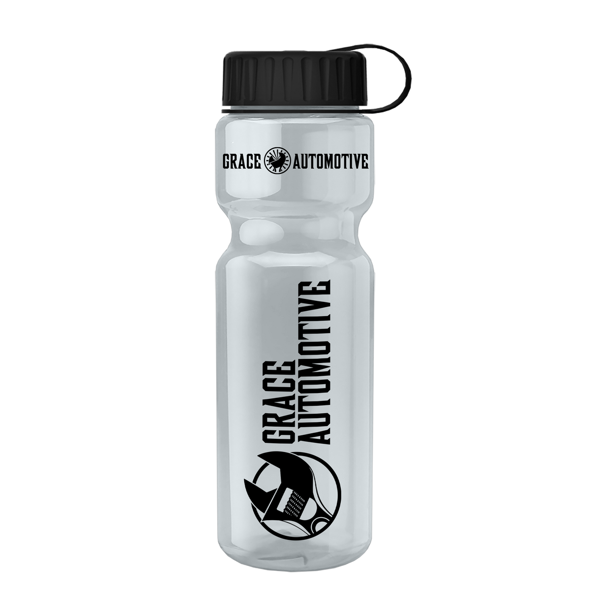 Custom logo Champ Recycled Bottle with Tethered Lid - 28 oz.
