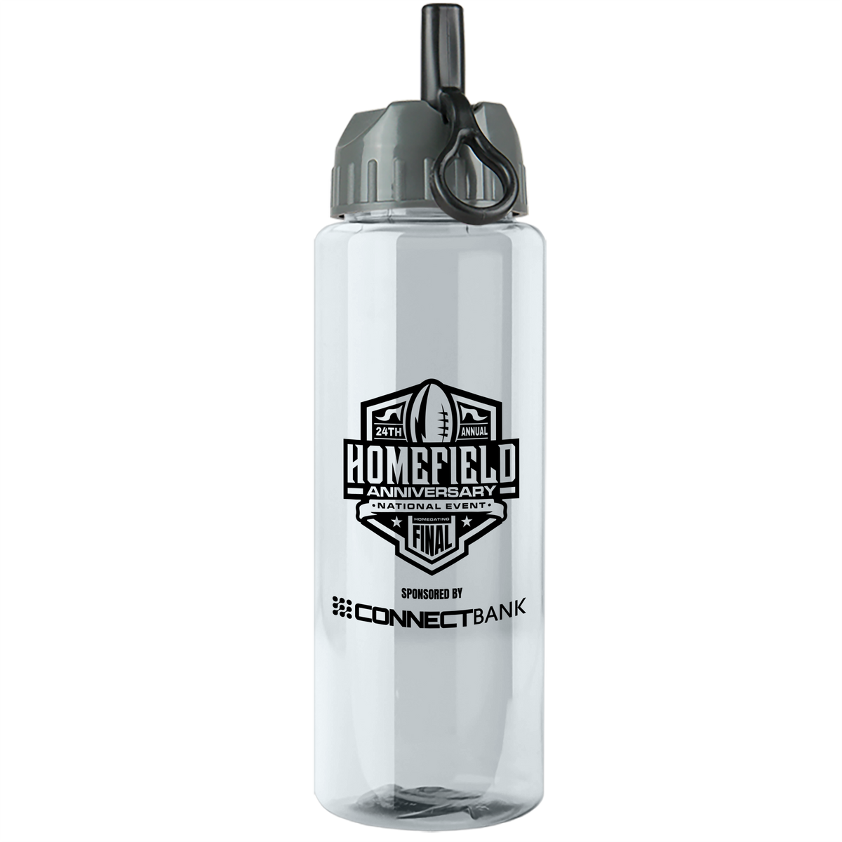 Custom logo Slim Fit RPET Bottle with Ring-Straw Lid - 32 oz.