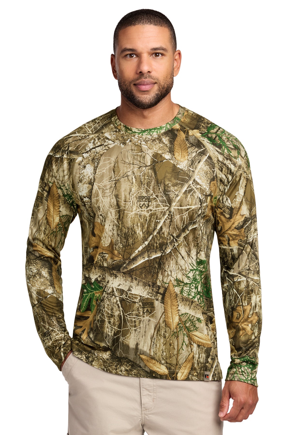 Custom logo Russell Outdoors™ Realtree® Performance Long Sleeve Tee RU150LS in Realtree Edge