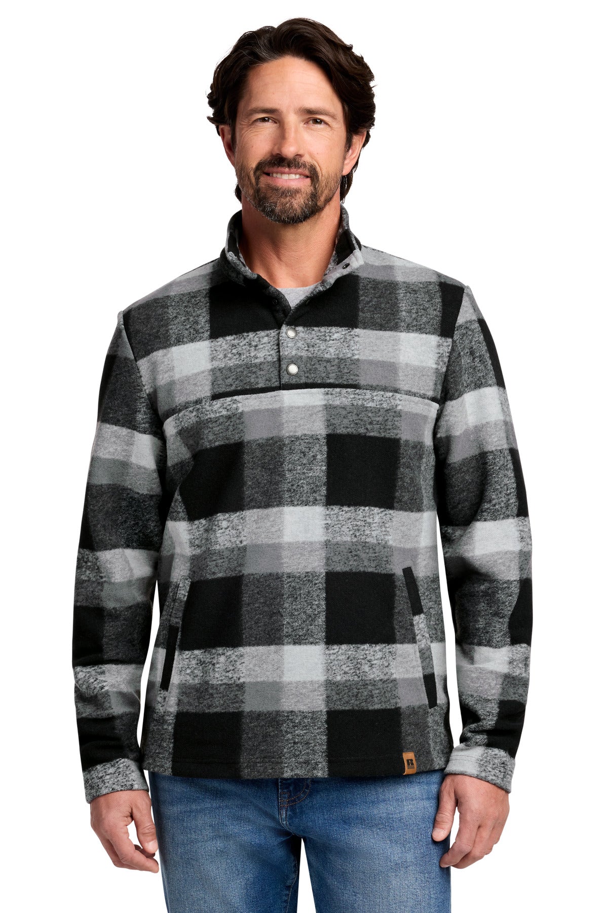 Custom logo Russell Outdoors™ Basin Snap Pullover RU551 RU551 in Deep Black Plaid