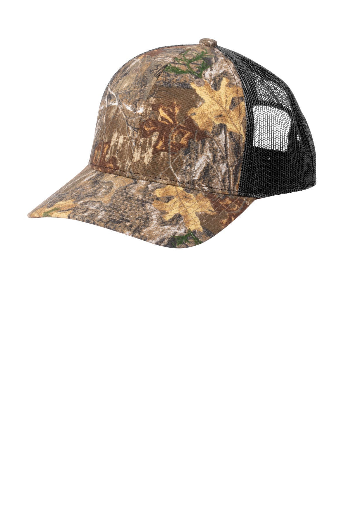 Custom logo Russell Outdoors™ Camo Snapback Trucker Cap RU900 in Realtree Edge/ Deep Black