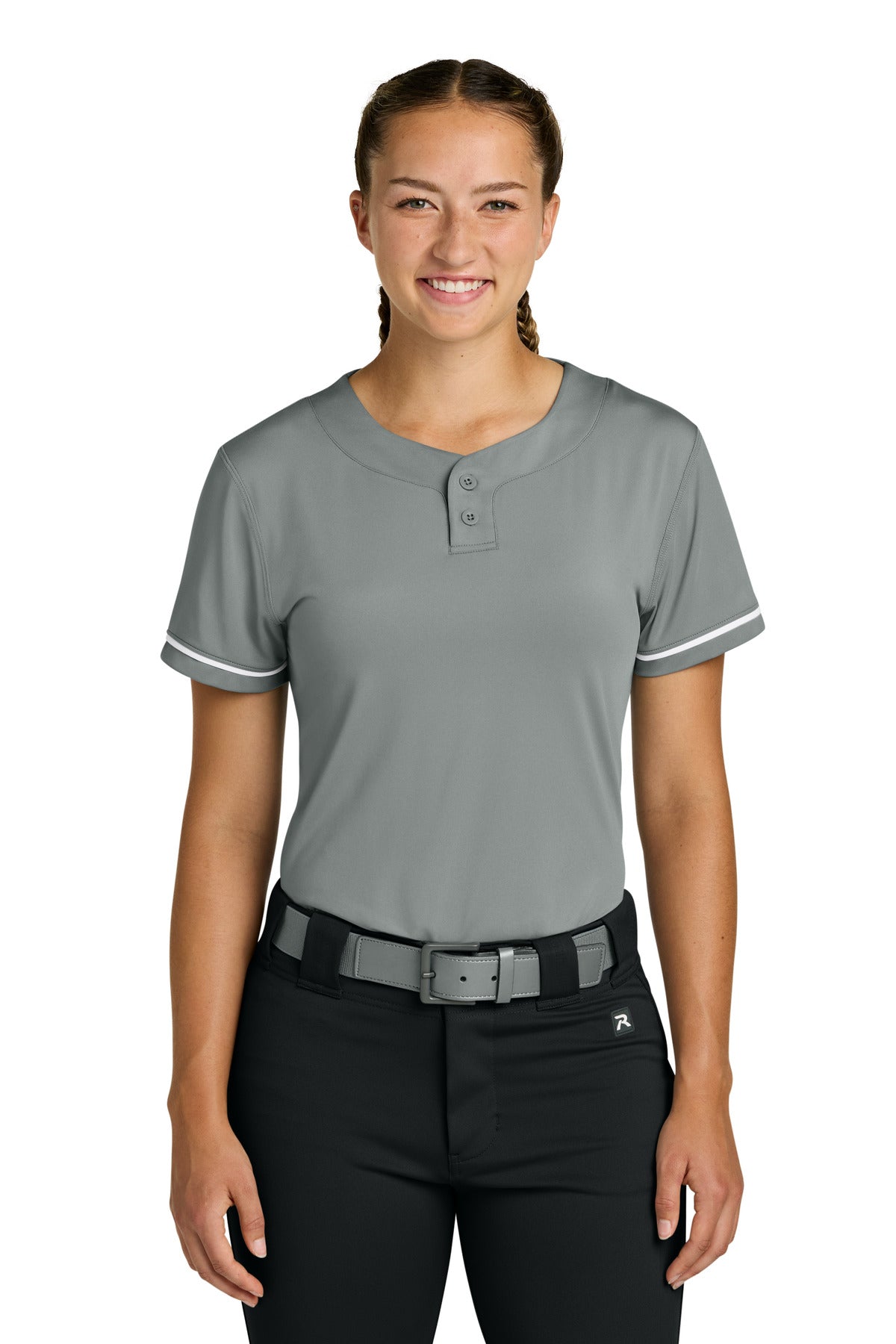 Custom logo Richardson Women's Select 2-Button Softball Jersey RW7220 in Grey