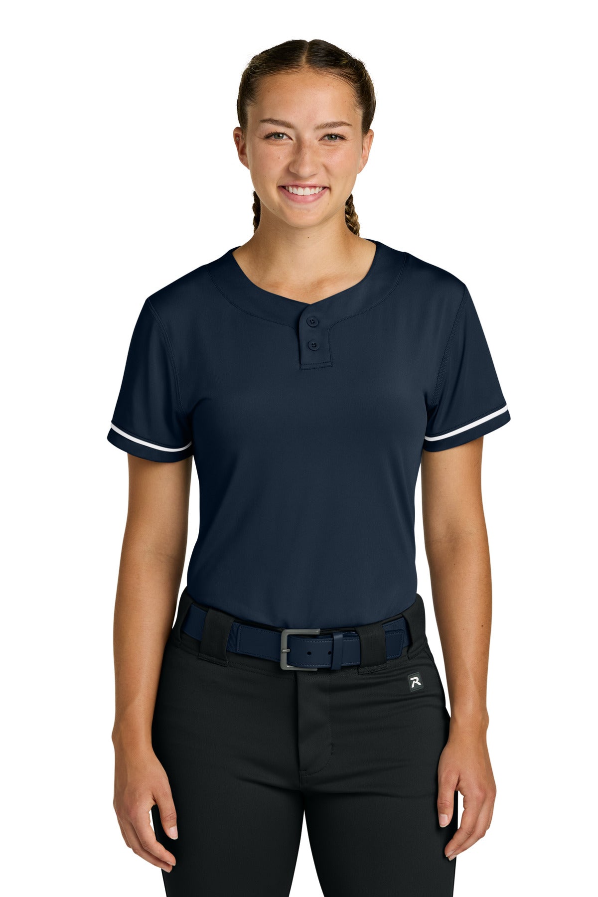 Custom logo Richardson Women's Select 2-Button Softball Jersey RW7220 in Navy