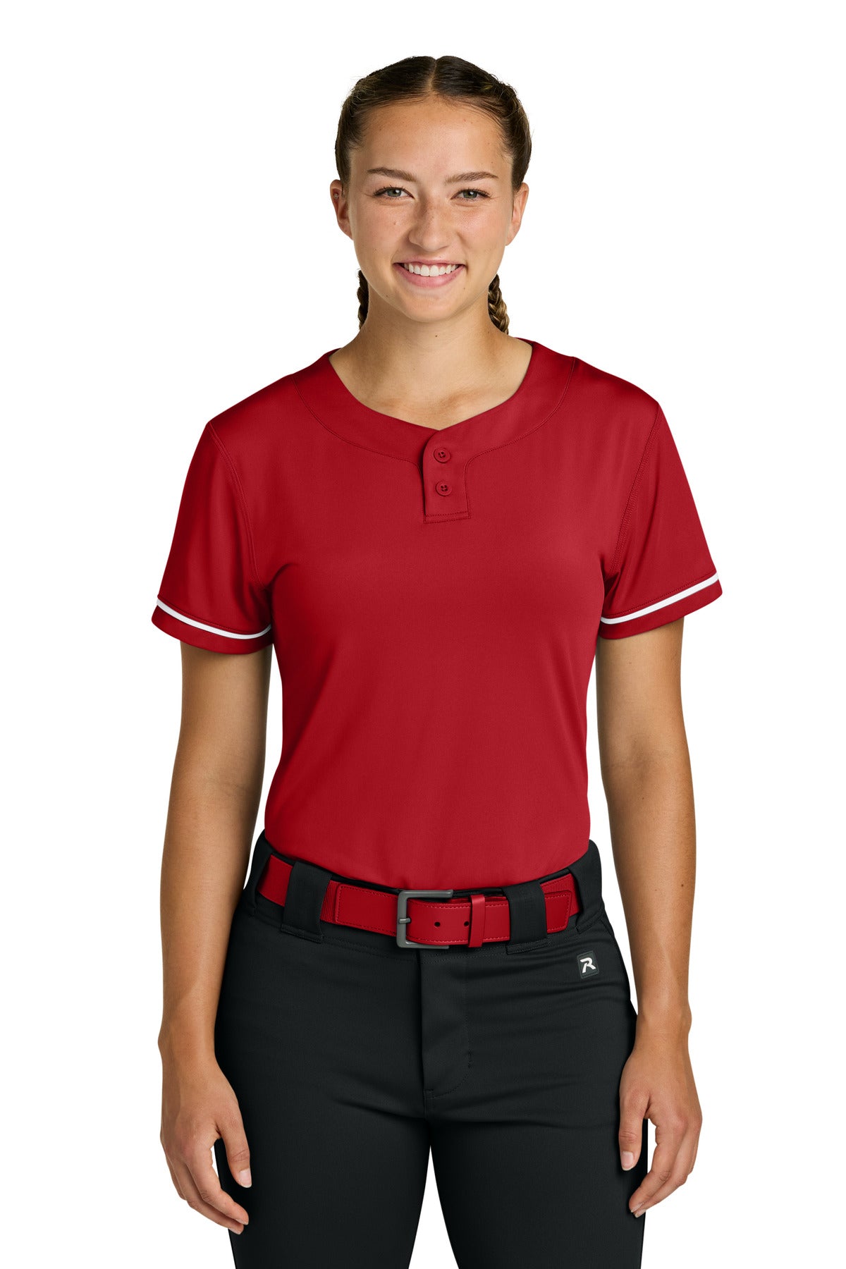 Custom logo Richardson Women's Select 2-Button Softball Jersey RW7220 in Red