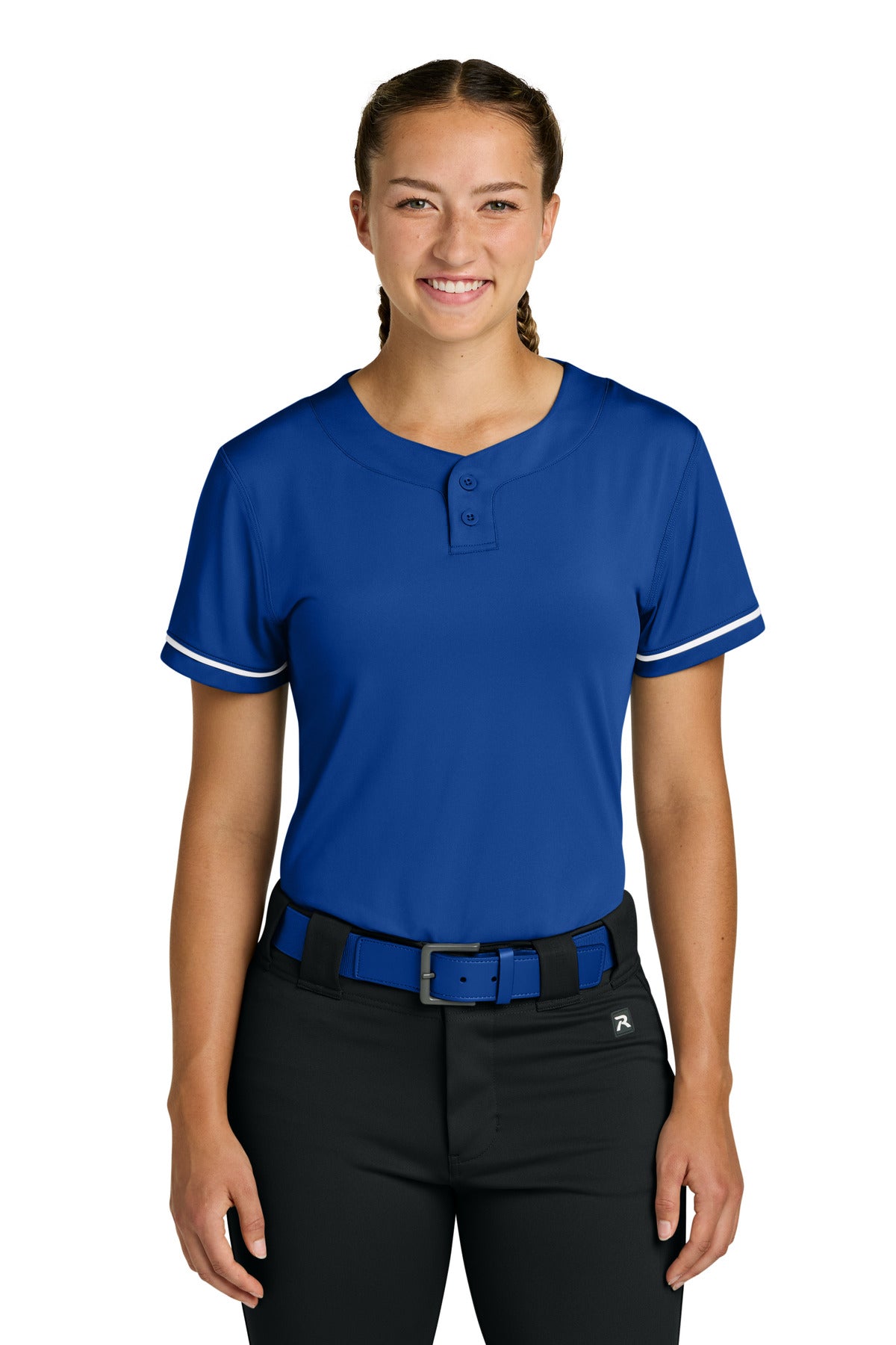 Custom logo Richardson Women's Select 2-Button Softball Jersey RW7220 in Royal