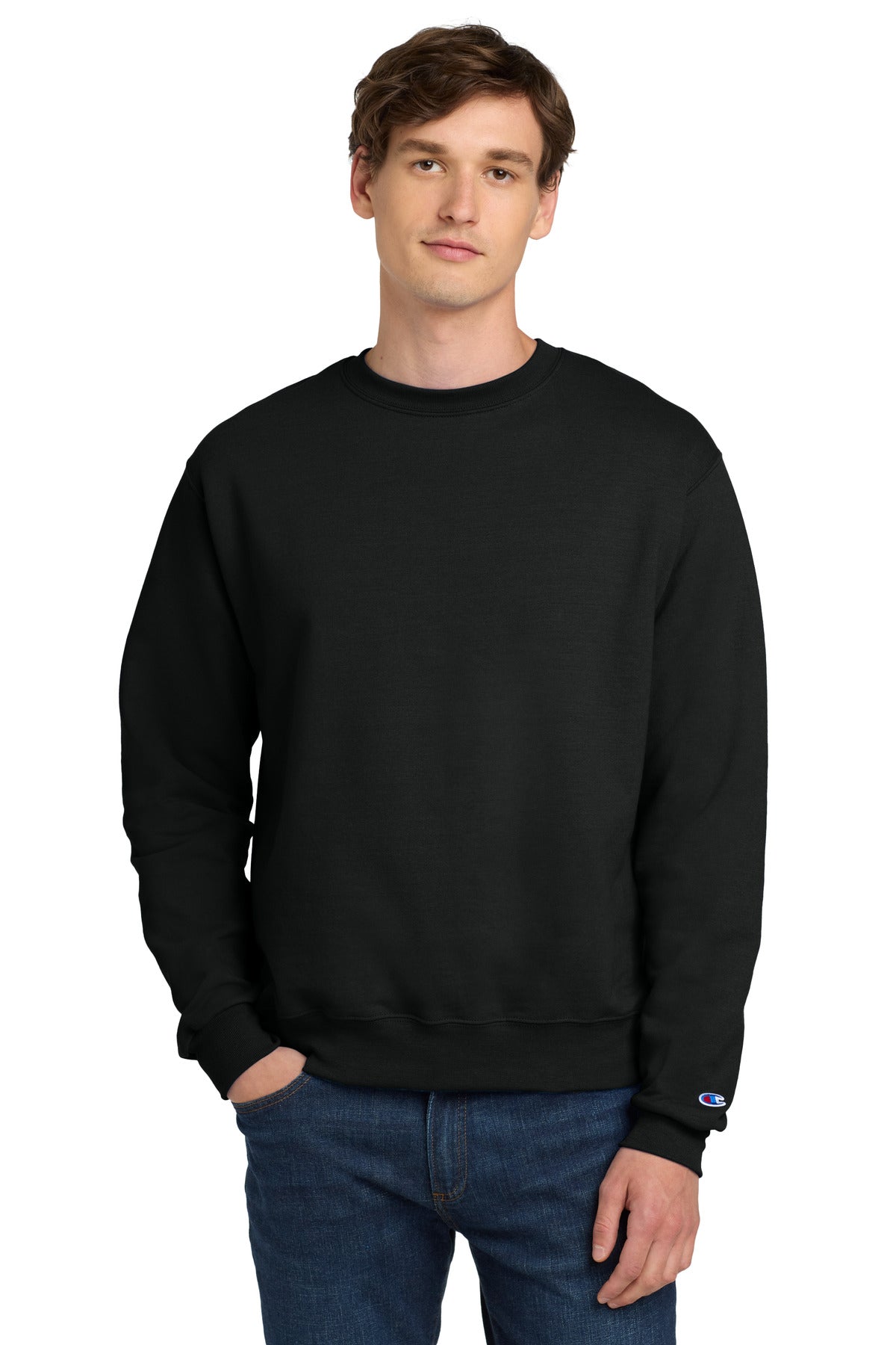 Custom logo Champion®  Powerblend® Crewneck Sweatshirt. S6000 in Black
