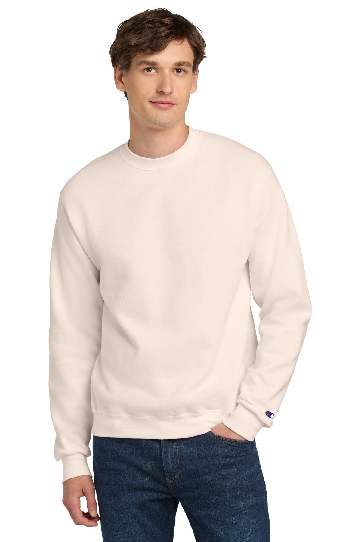Custom logo Champion®  Powerblend® Crewneck Sweatshirt. S6000 in Body Blush