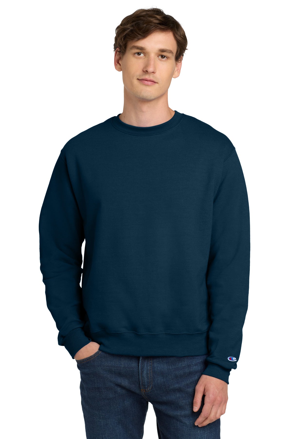 Custom logo Champion®  Powerblend® Crewneck Sweatshirt. S6000 in Late Night Blue