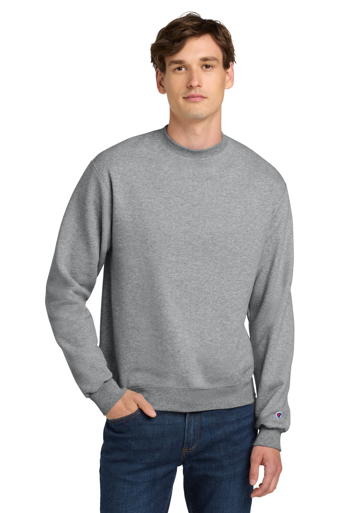 Custom logo Champion®  Powerblend® Crewneck Sweatshirt. S6000 in Light Steel
