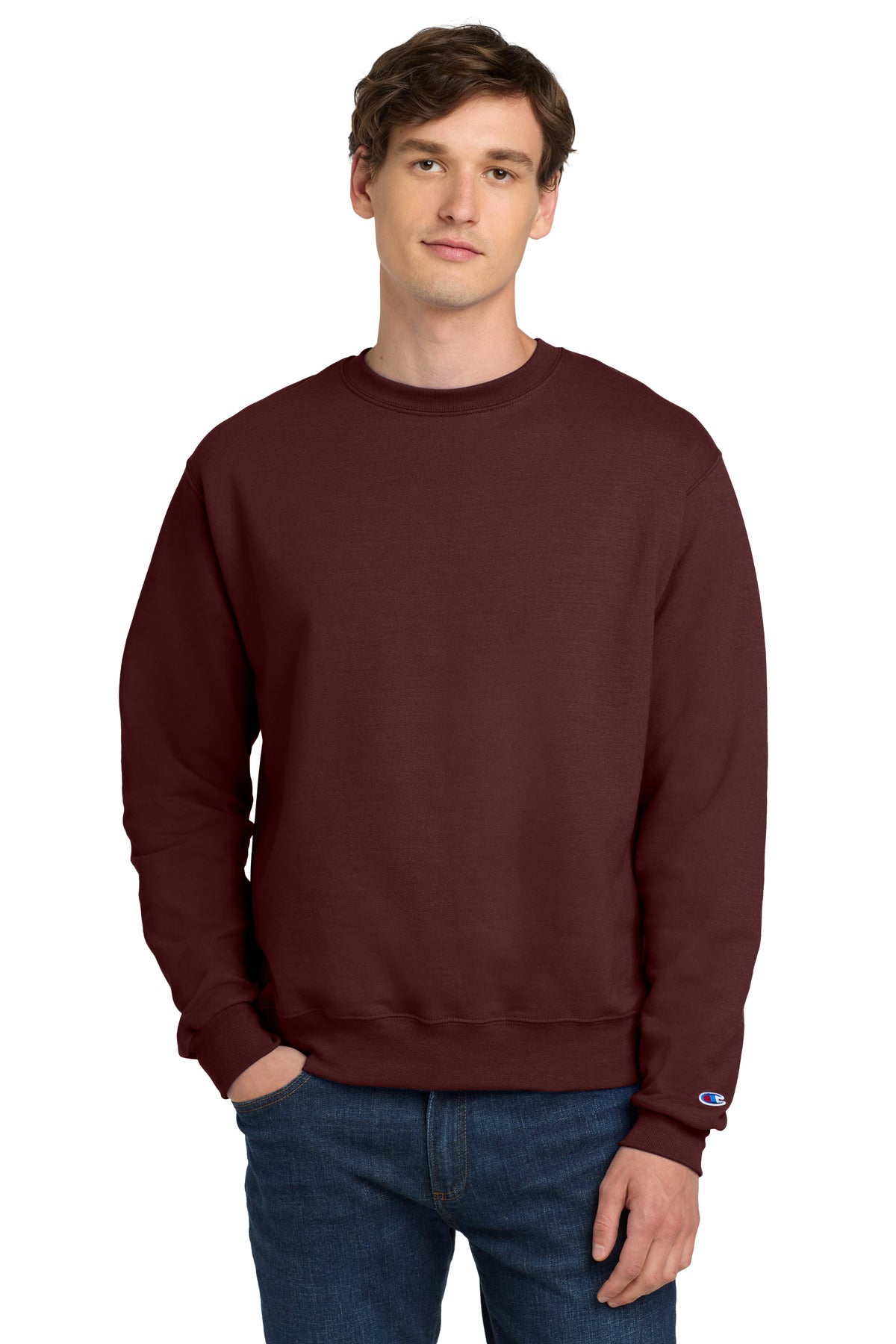 Custom logo Champion®  Powerblend® Crewneck Sweatshirt. S6000 in Maroon
