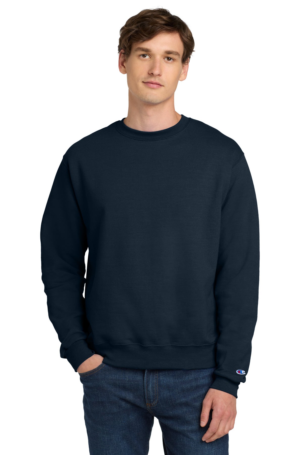 Custom logo Champion®  Powerblend® Crewneck Sweatshirt. S6000 in Navy
